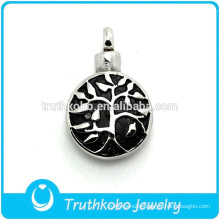 TKB-P0108 Urn opening shown on back of Tree of Life cremation jewelry pendant